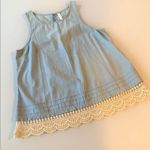 Xhilaration Chambray Tank - L